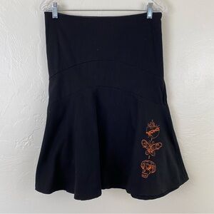 RockSteady Size Medium Black Back Zip High Waisted Flared Hem Midi Pencil Skirt